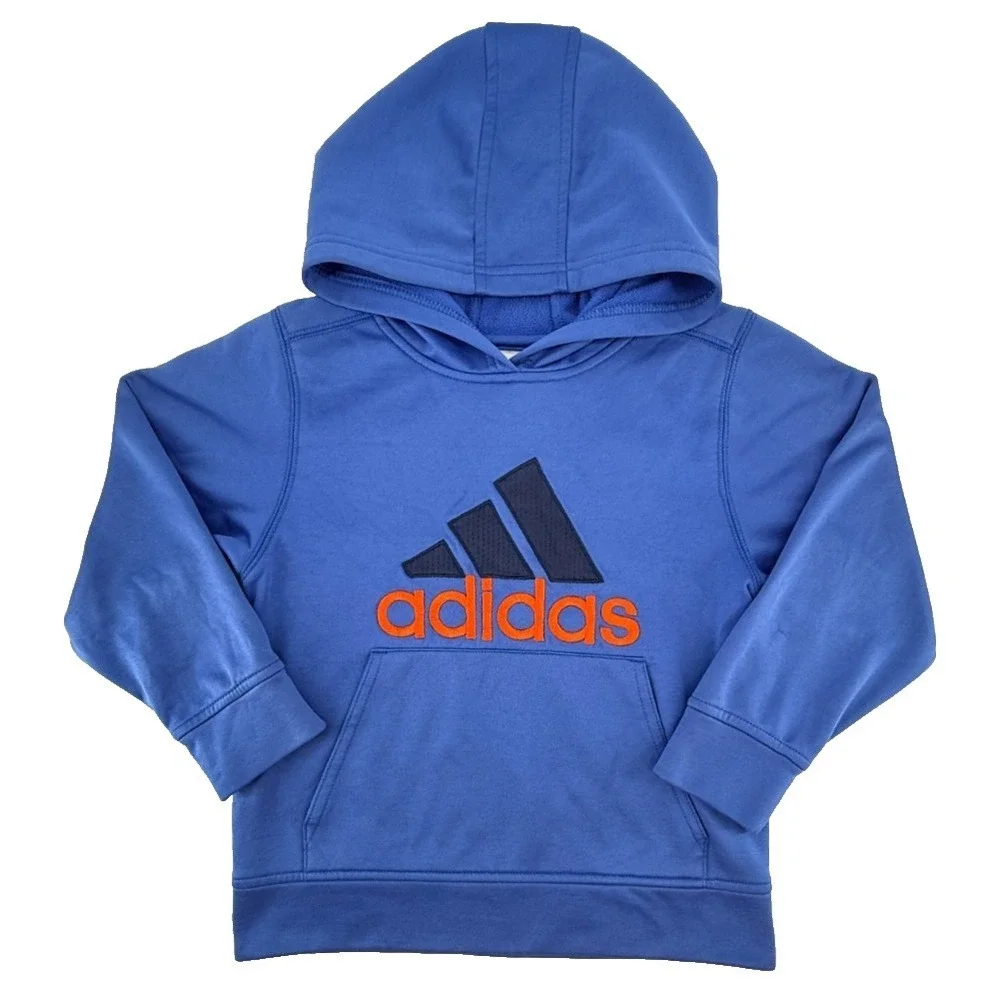 Adidas Youth Hoodie Size 6 Blue Pullover‎ Big Logo Sweatshirt